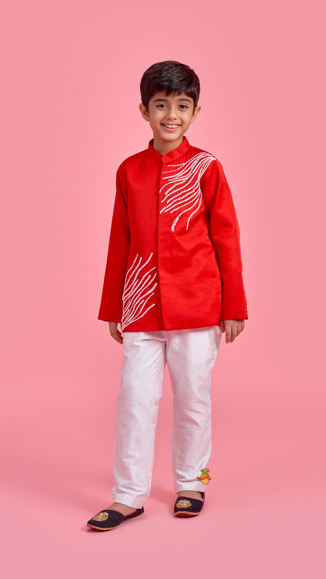 Stunning Red Embroidered Sherwani With Pants