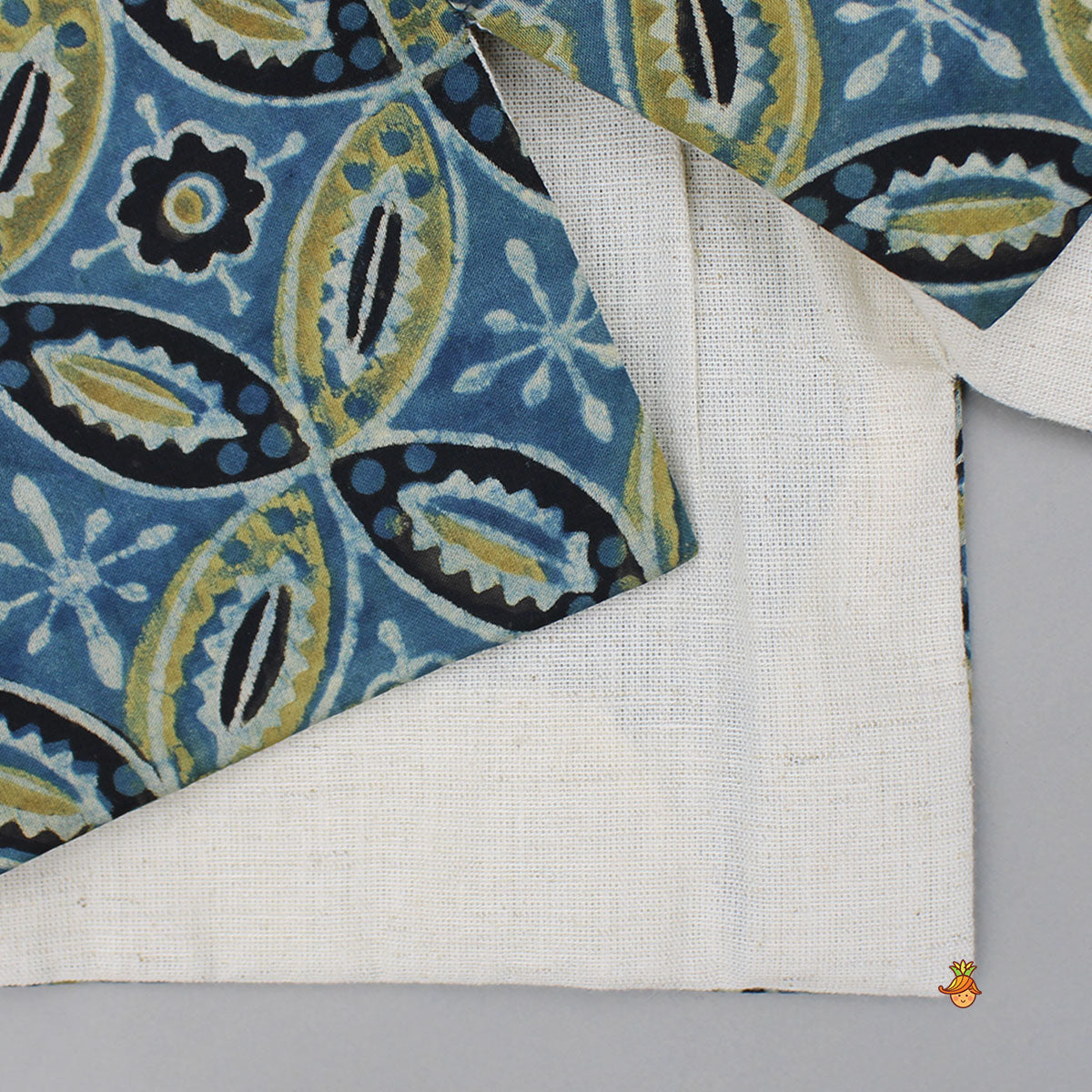 Ajrakh Printed Blue Silk Sherwani With Pyjama