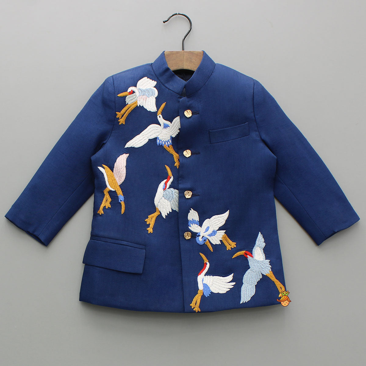 Blue Bird Embroidered Sherwani With Off White Pyjama