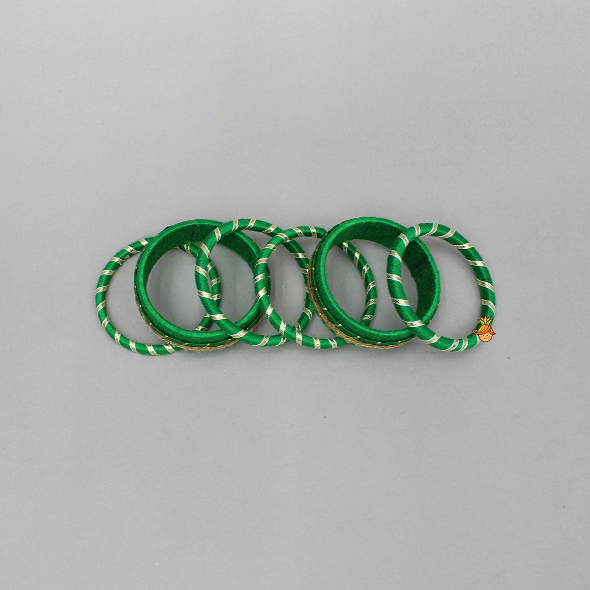 Gota Lace-Embellished Green Thread Bangles
