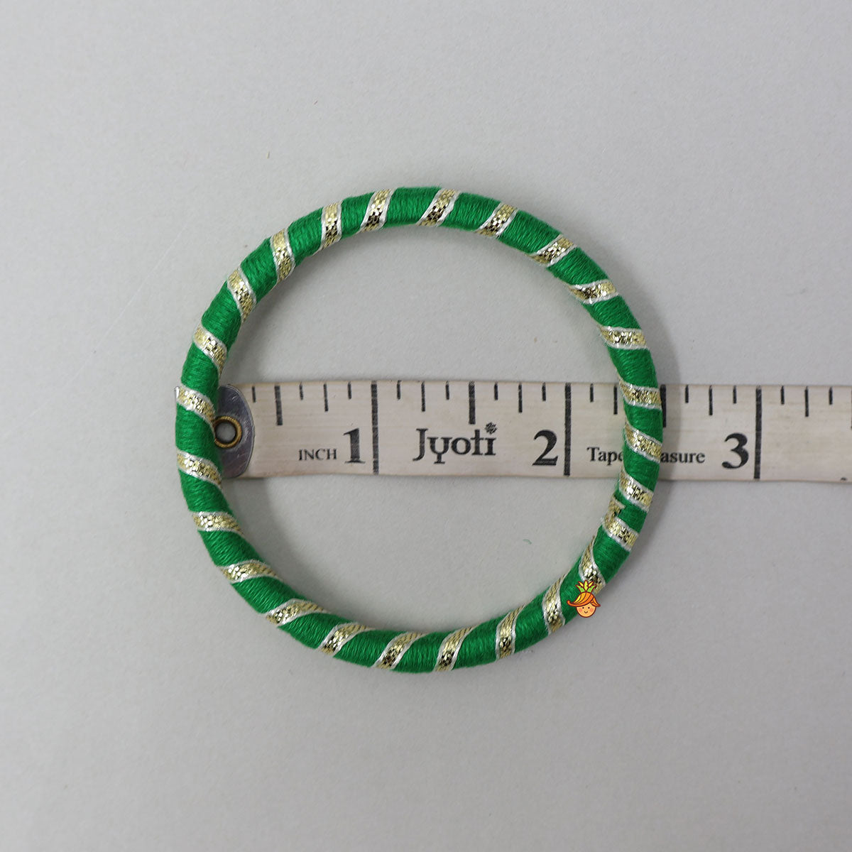 Gota Lace-Embellished Green Thread Bangles