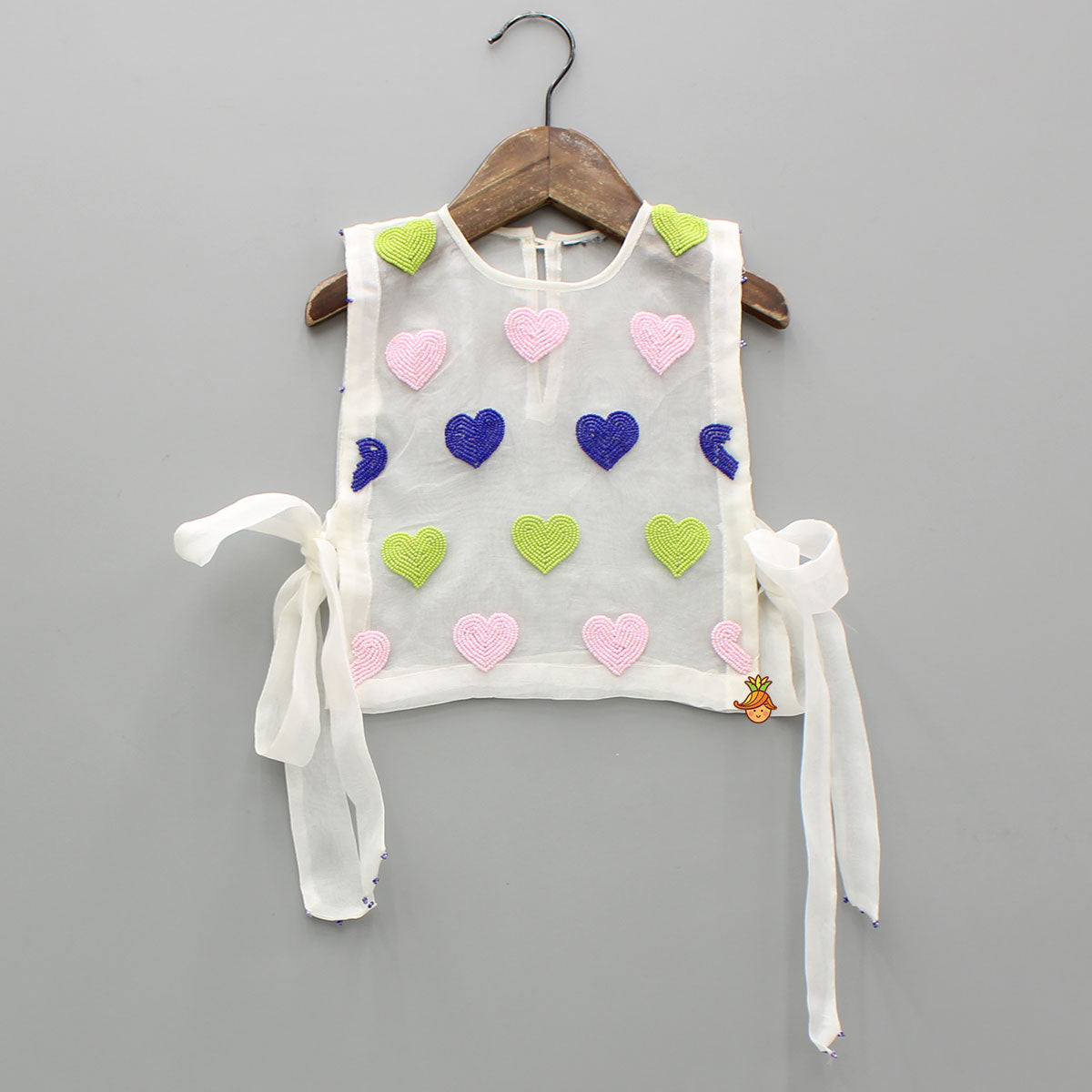 White Organza Vest With Top And Palazzo