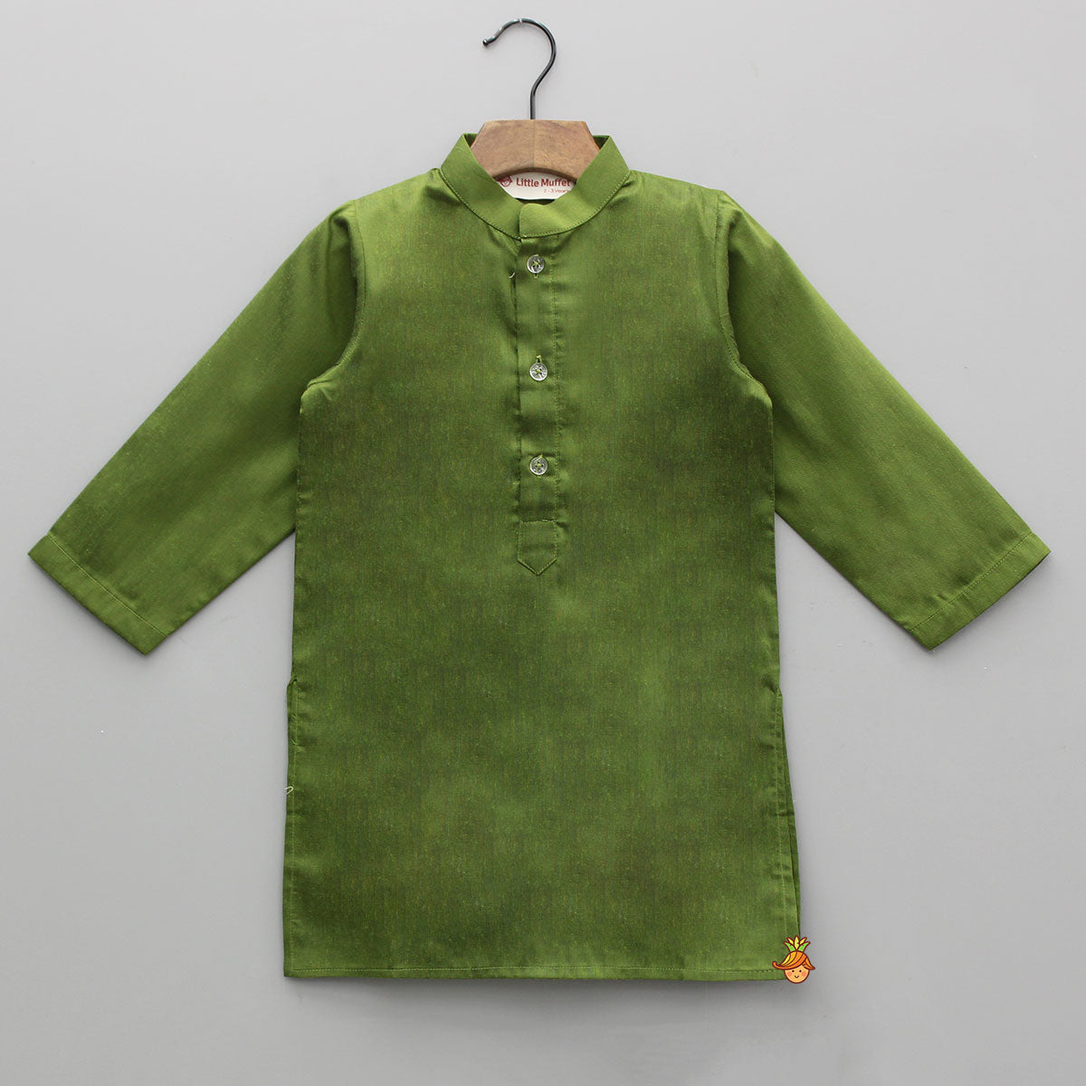 Green Kurta With Printed Jacket And Cream Pyjama
