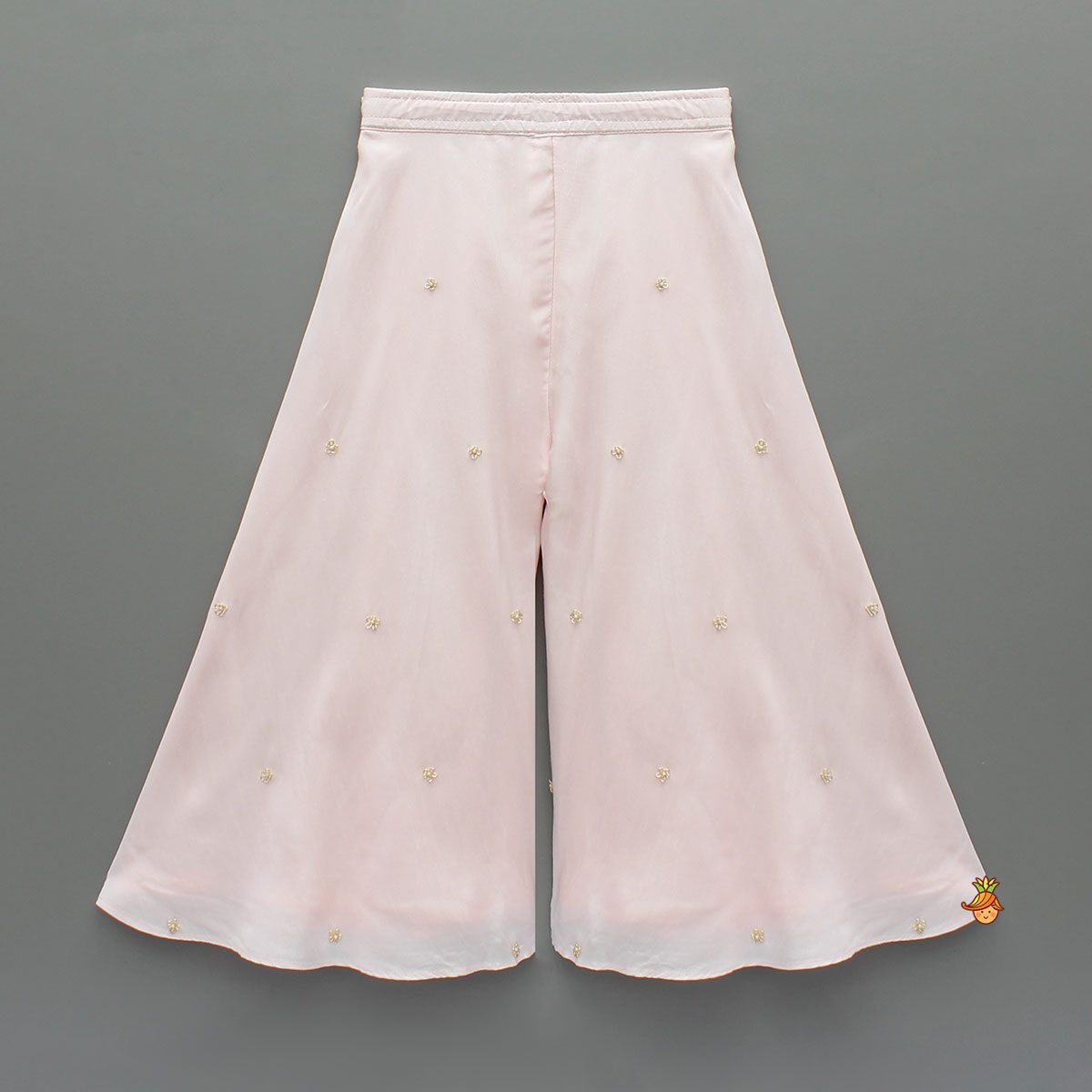 Pink Floral Embroidered Stylish Hem Top With Palazzo And Dupatta