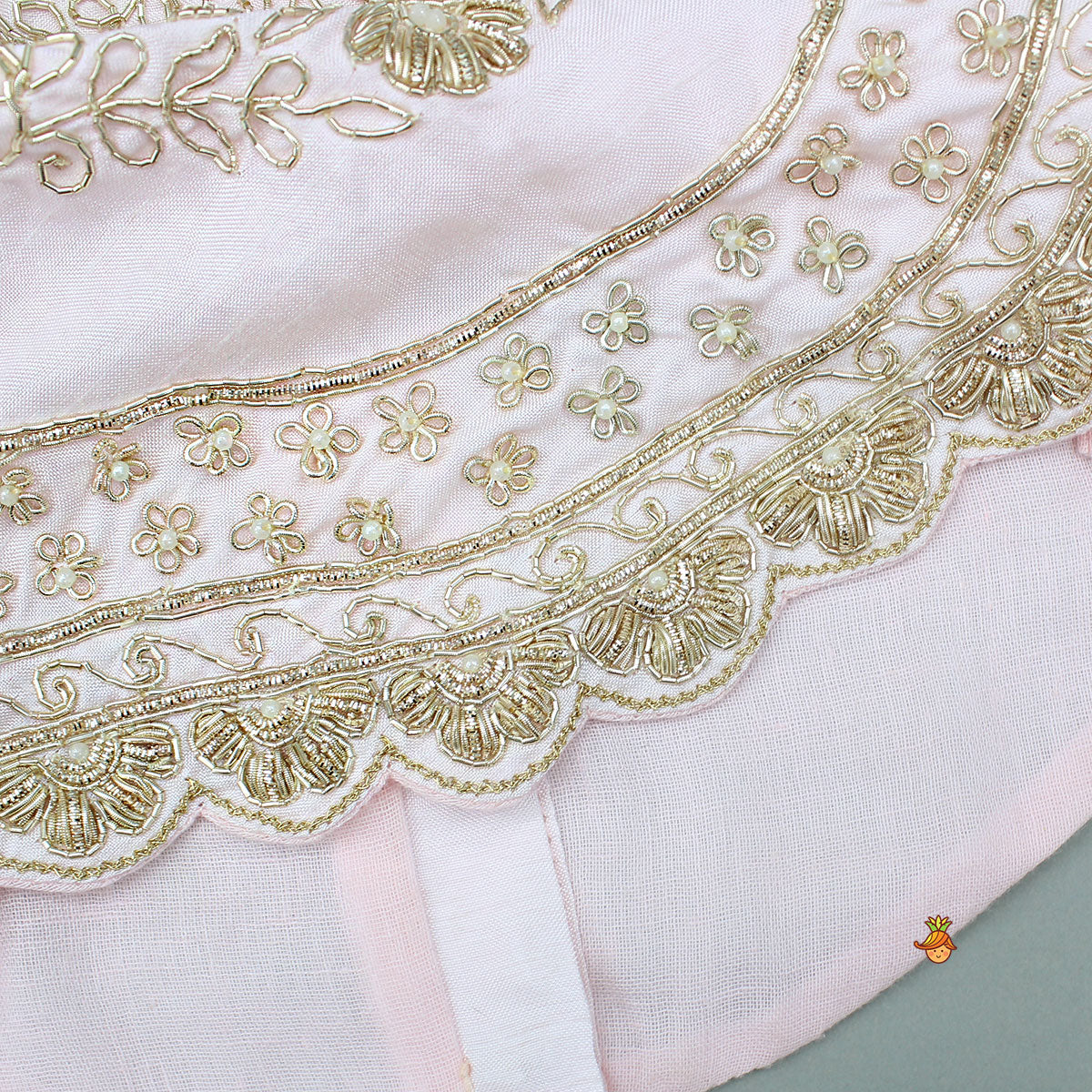 Pink Floral Embroidered Stylish Hem Top With Palazzo And Dupatta
