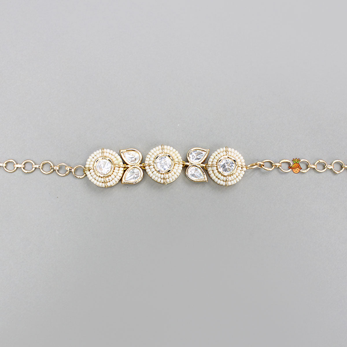 Beads Embellished Off White Adjustable Bracelet