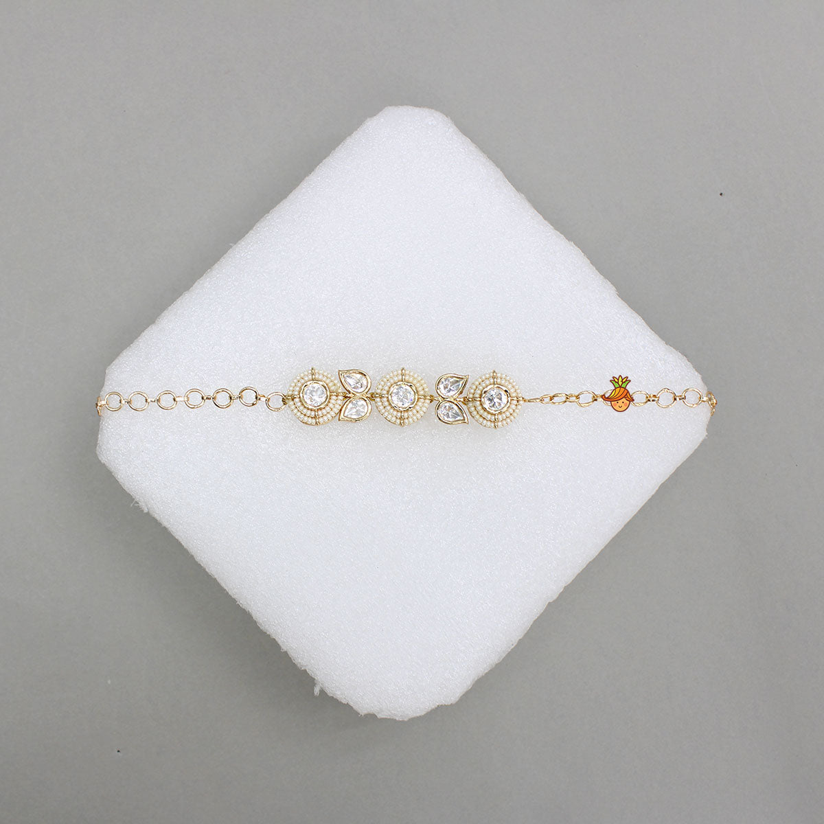 Beads Embellished Off White Adjustable Bracelet