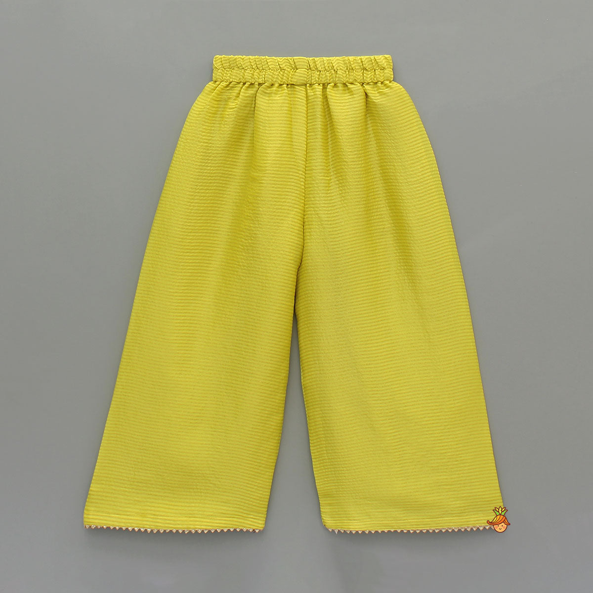 Yellow Gota Work Kurti With Wide-Leg Pant And Dupatta