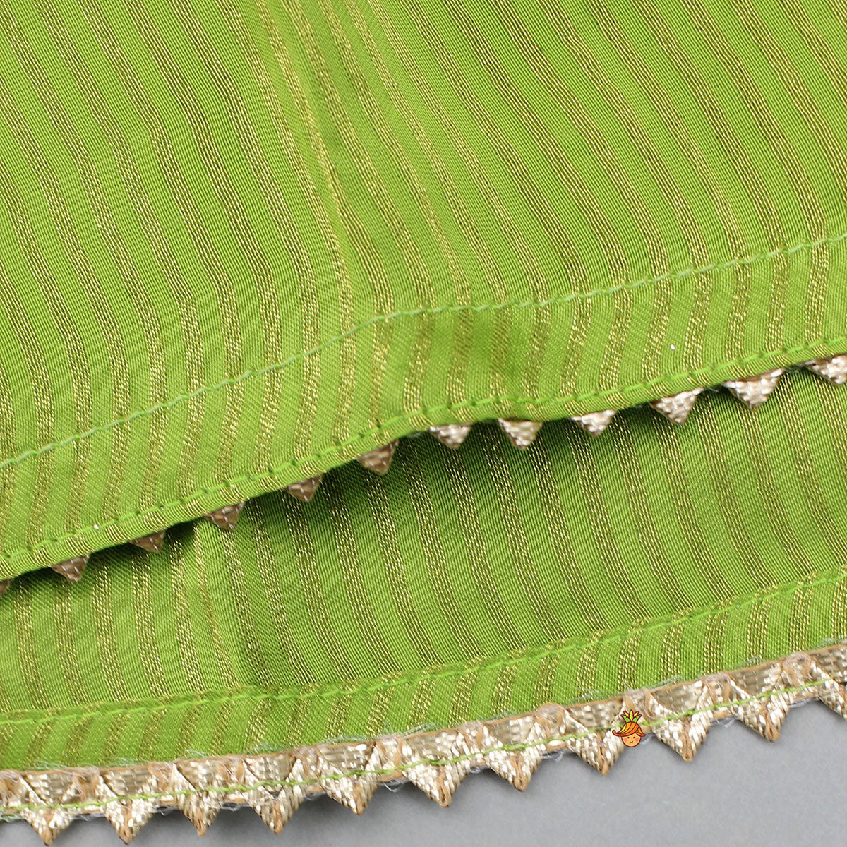 Green Gota Work Top With Wide-Leg Pant And Dupatta