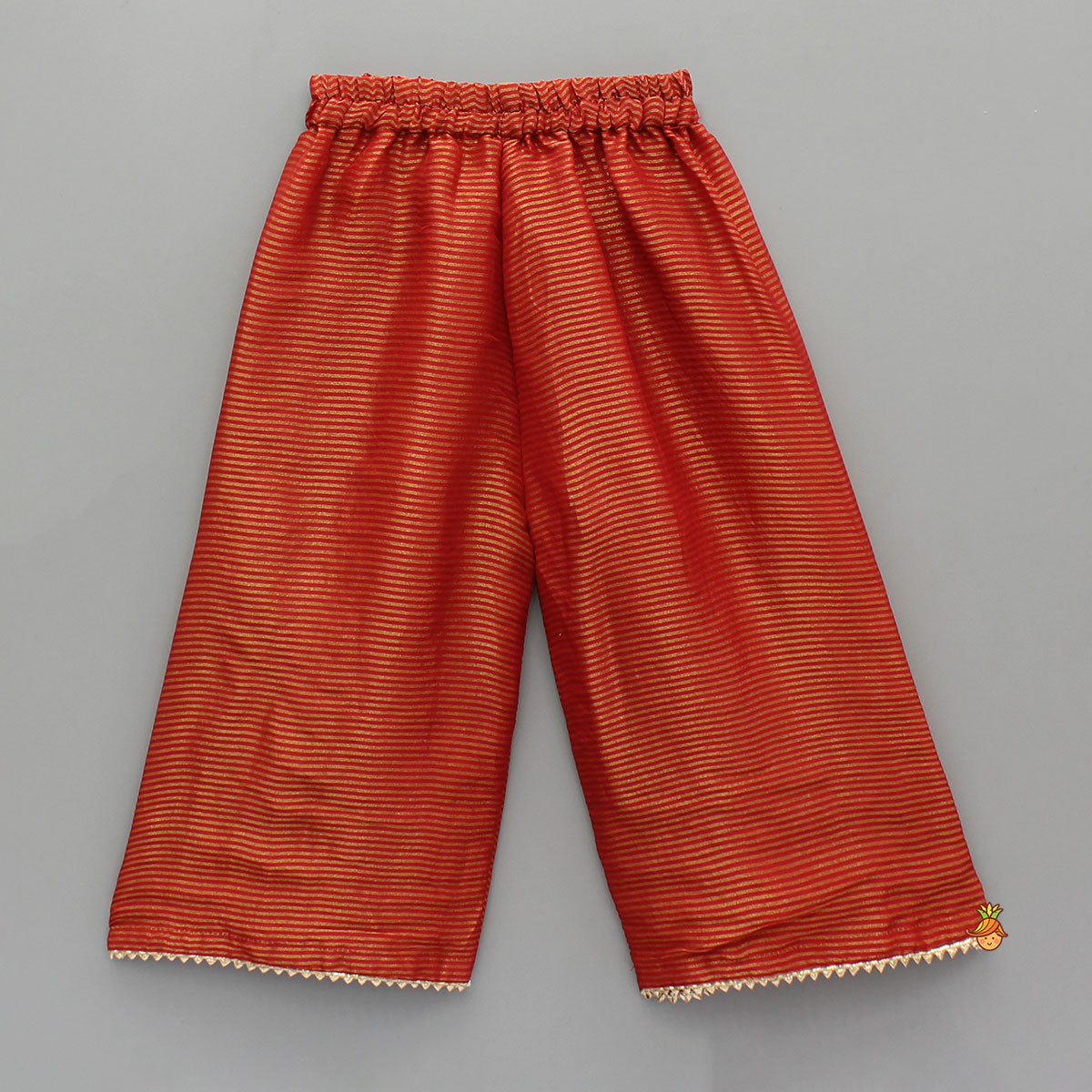 Red Gota Work Top With Wide-Leg Pant And Dupatta