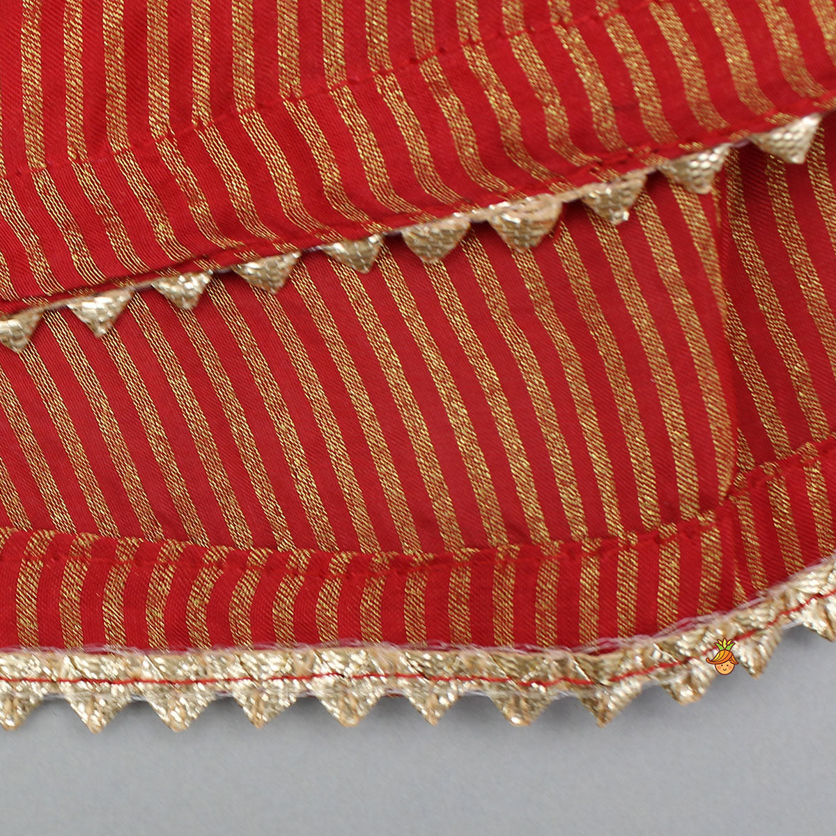 Red Gota Work Top With Wide-Leg Pant And Dupatta
