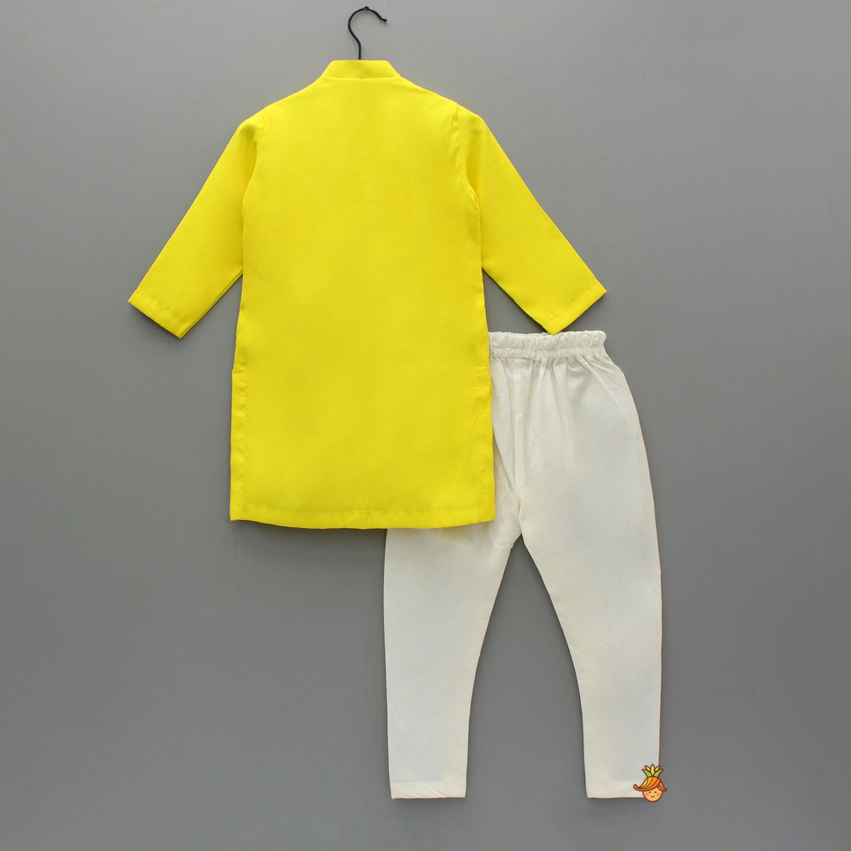 Yellow Lotus Embroidered Kurta With Churidar