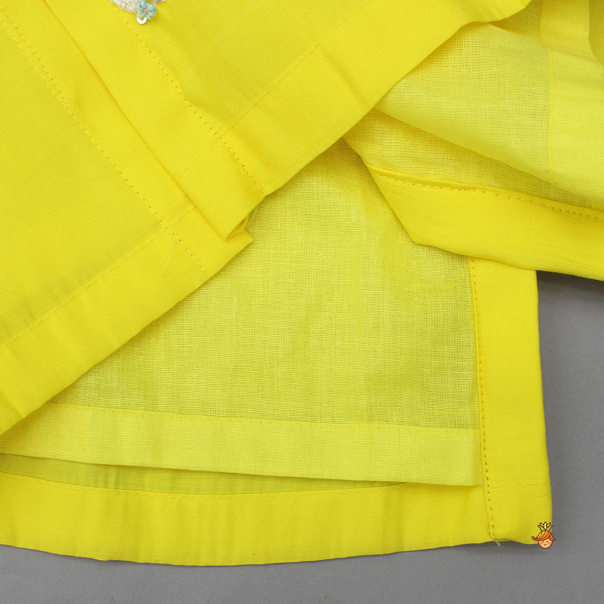 Yellow Lotus Embroidered Kurta With Churidar
