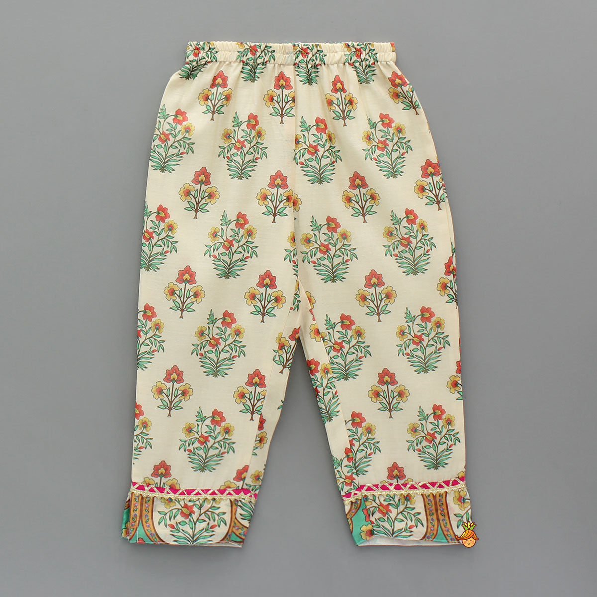 Multicolour Floral Printed Top With Front Knot Detail Jacket And Pant