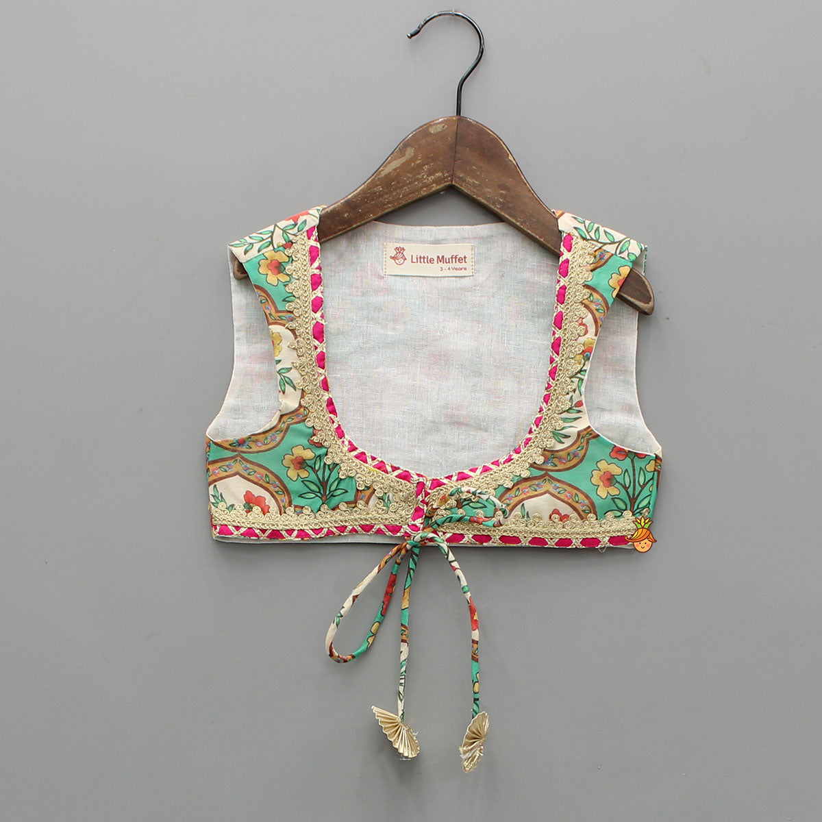Multicolour Floral Printed Top With Front Knot Detail Jacket And Pant