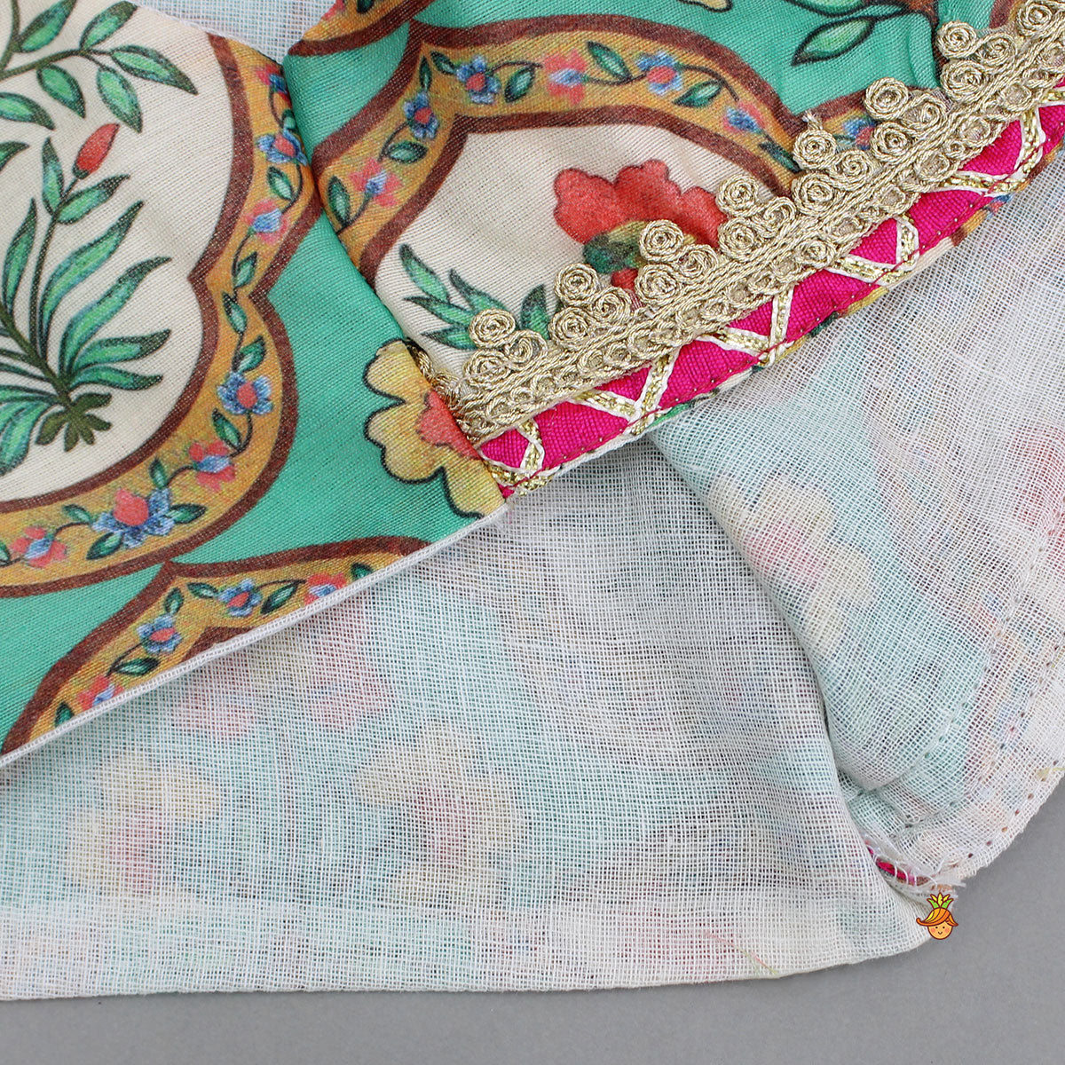 Multicolour Floral Printed Top With Front Knot Detail Jacket And Pant