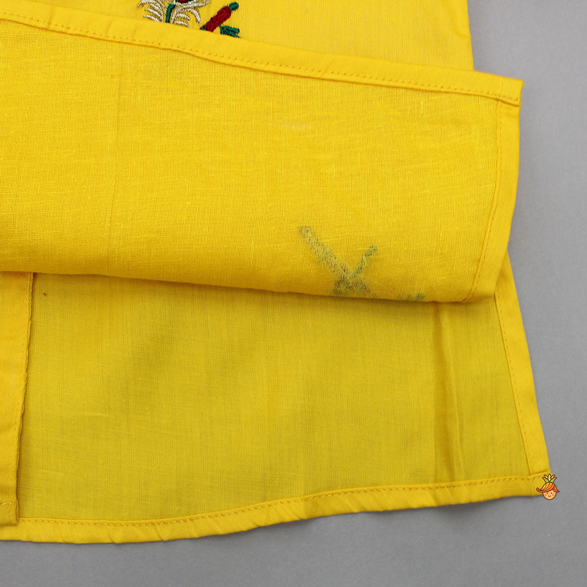 Yellow Thread Embroidered Kurta With Bandhani Print Dhoti