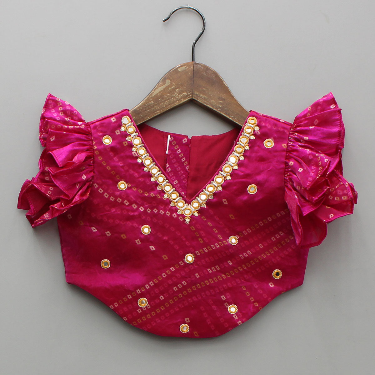Tissue Flowy Bandhani Top With Lehenga And Dupatta