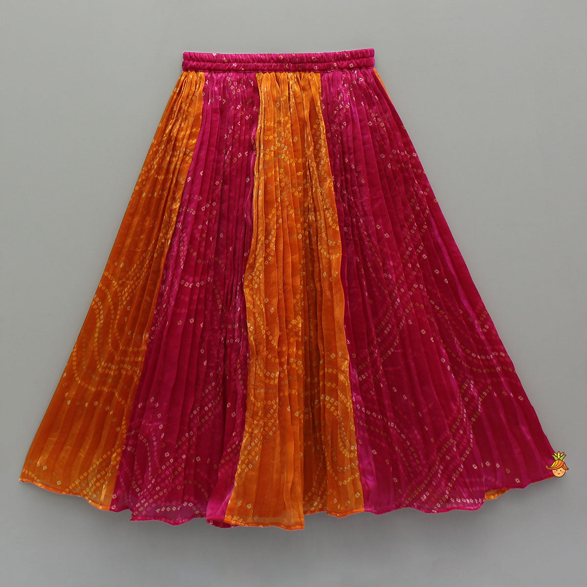 Tissue Flowy Bandhani Top With Lehenga And Dupatta