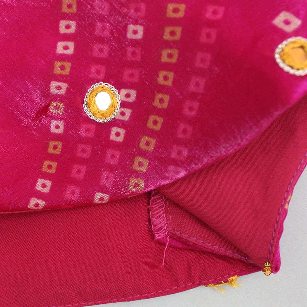 Tissue Flowy Bandhani Top With Lehenga And Dupatta