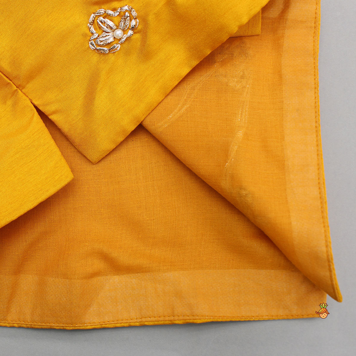 Collar-Neck Mustard Kurta With Embroidered Jacket And Pyjama