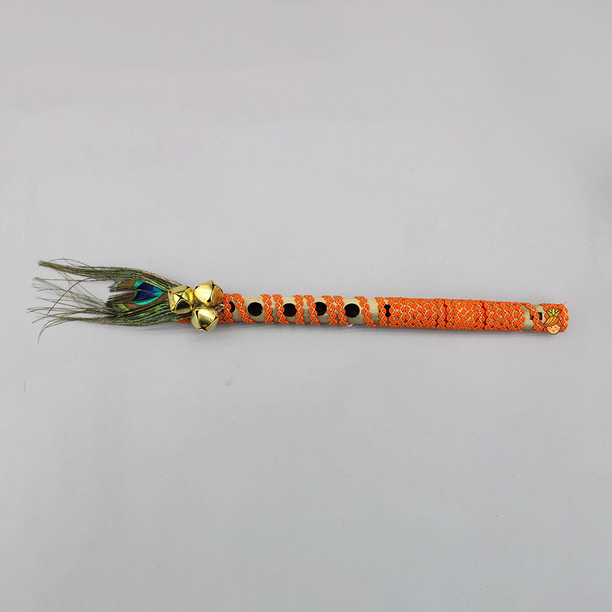 Krishna Hand-Painted Off-White Kurta And Lurex Striped Dhoti With Mor Pankh Mukut And Basuri