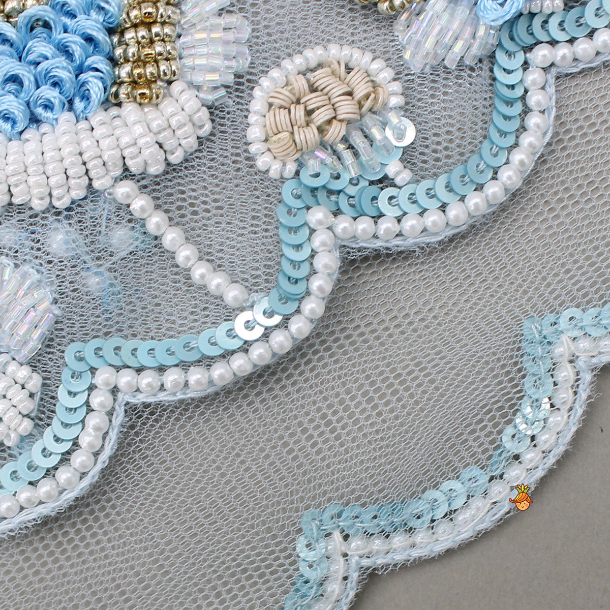 Sky Blue Strappy Dress With Embroidered Cape