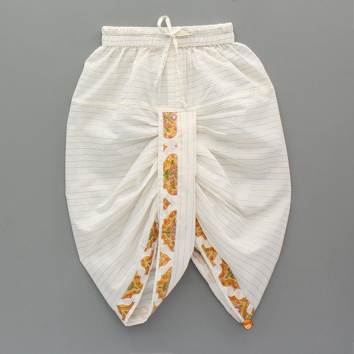 Ethnic Floral Print Kurta With Stylish Jacket And Dhoti