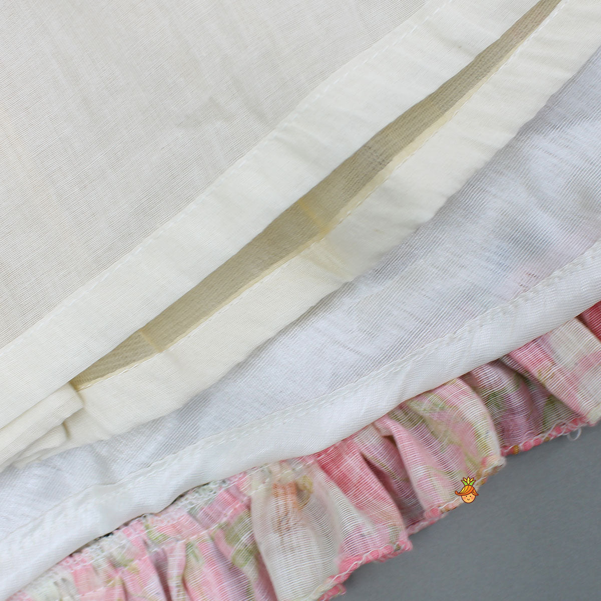 Stunning Pink Floral Printed Top With Embroidered Lehenga And Dupatta