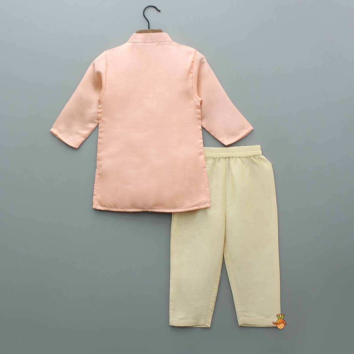Mor Pankh Hand Embroidered Peach Kurta And Pyjama
