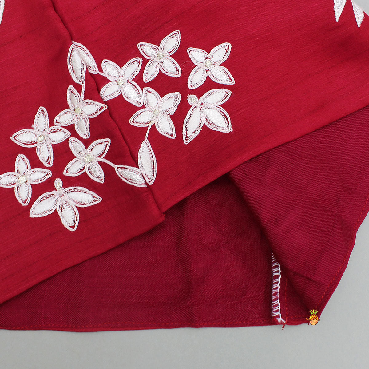 Floral Applique V-Neck Top And Lehenga With Stylish Dupatta