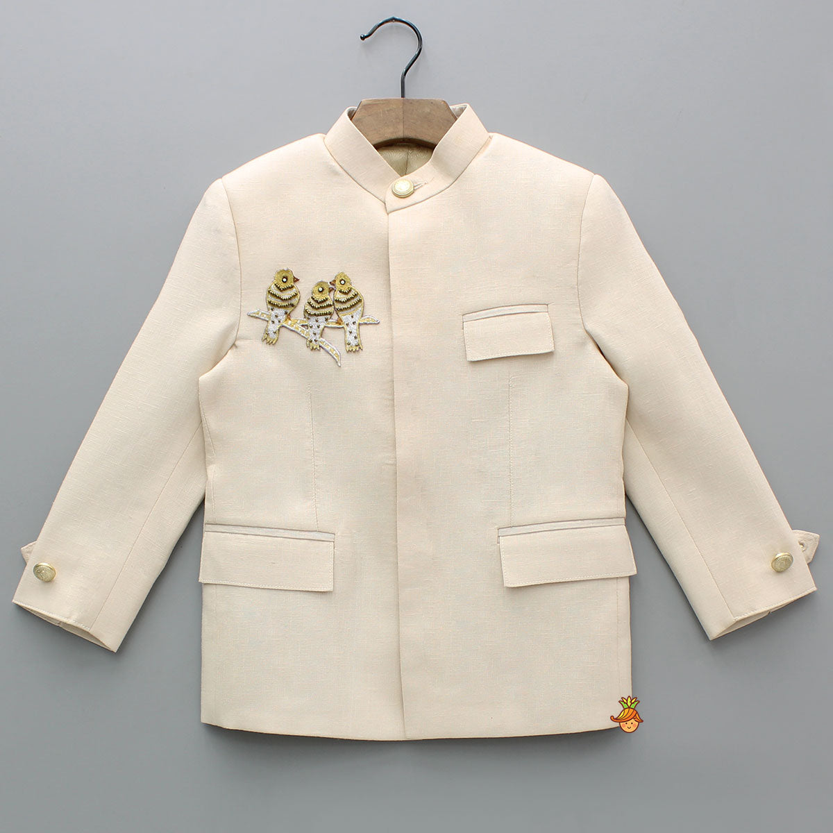 Beige Sherwani With Pocket Detailing And Matching Pant