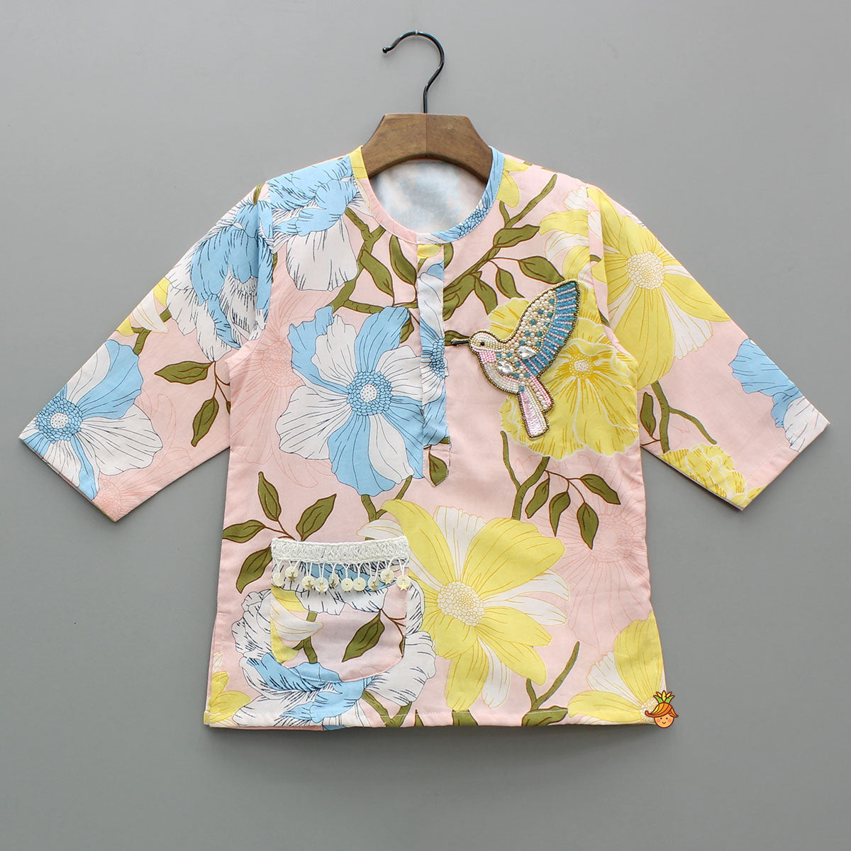 Floral Printed Cotton Kurta With Pyjama