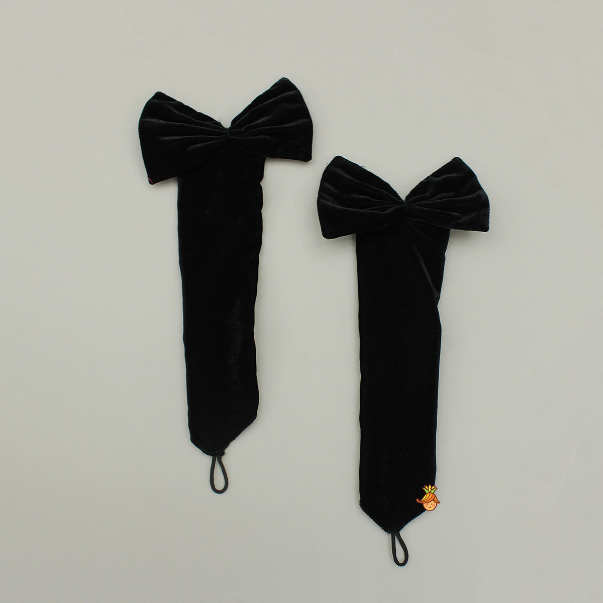 Elegant Black Velvet And Pink Net Gown With Hand Gloves