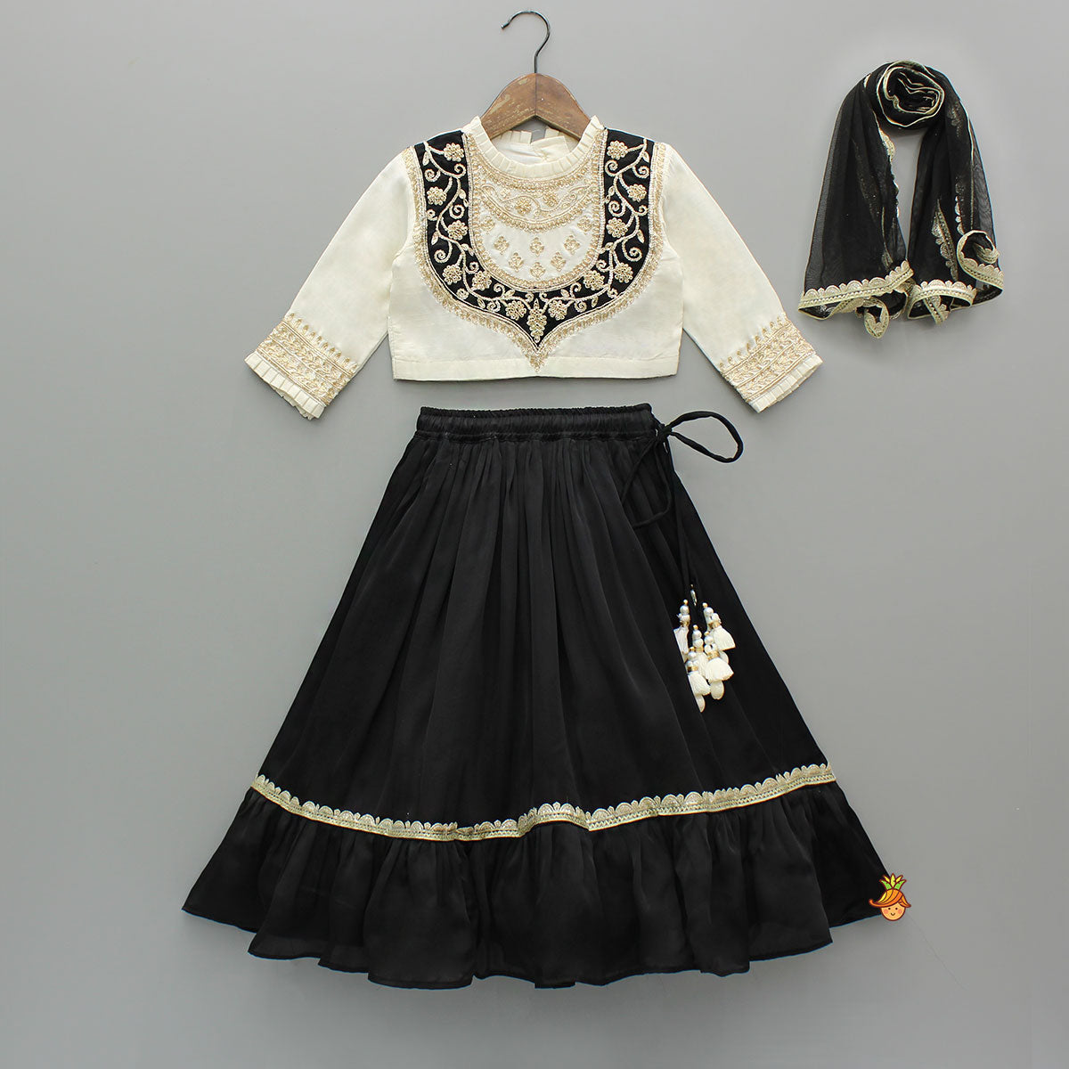 Exquisite Floral Embroidered Top With Lehenga And Dupatta