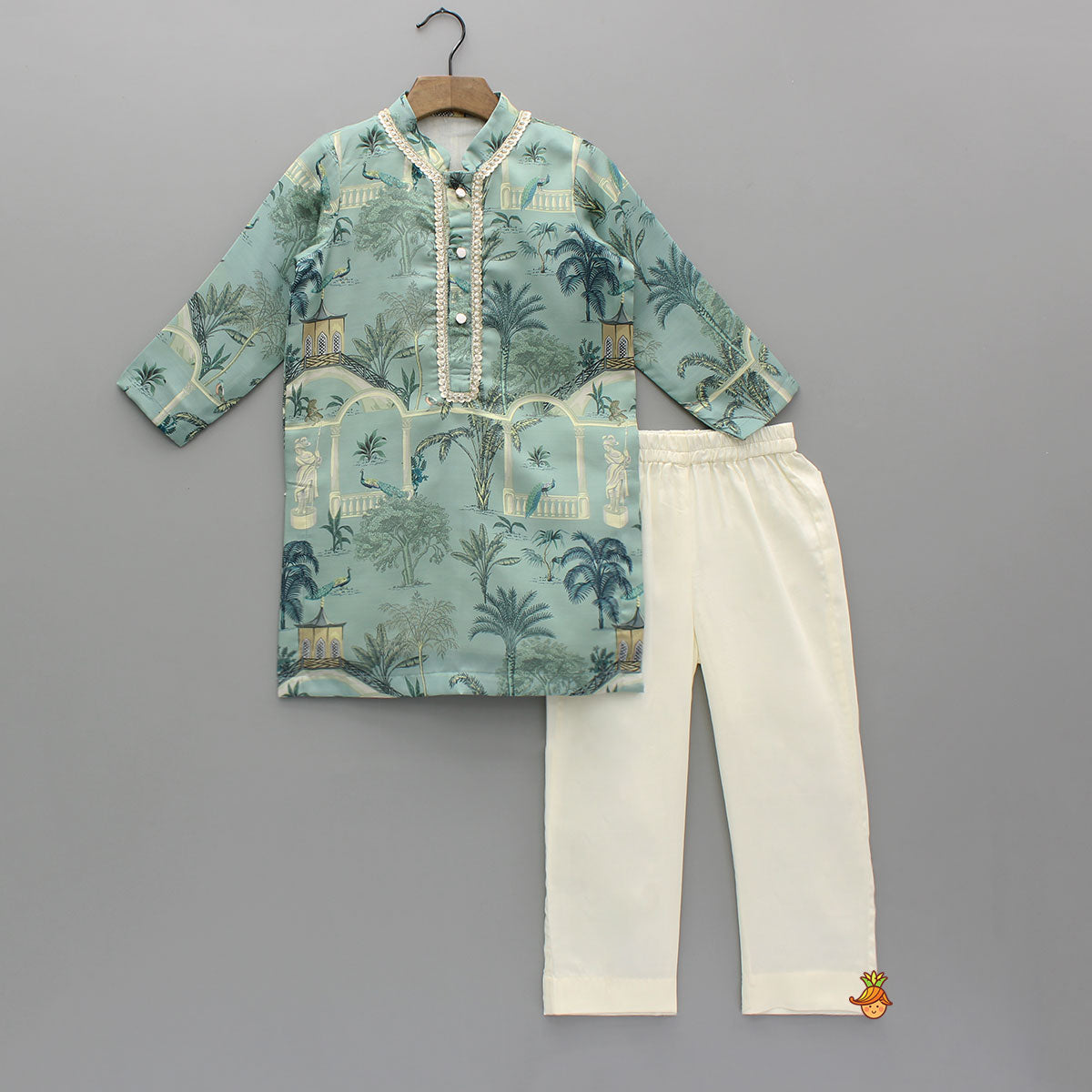 Digital Printed Green Kurta With Pyjama