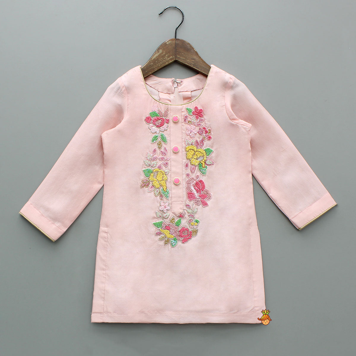 Gorgeous Floral Embroidered Kurti With Pleated Palazzo And Dupatta