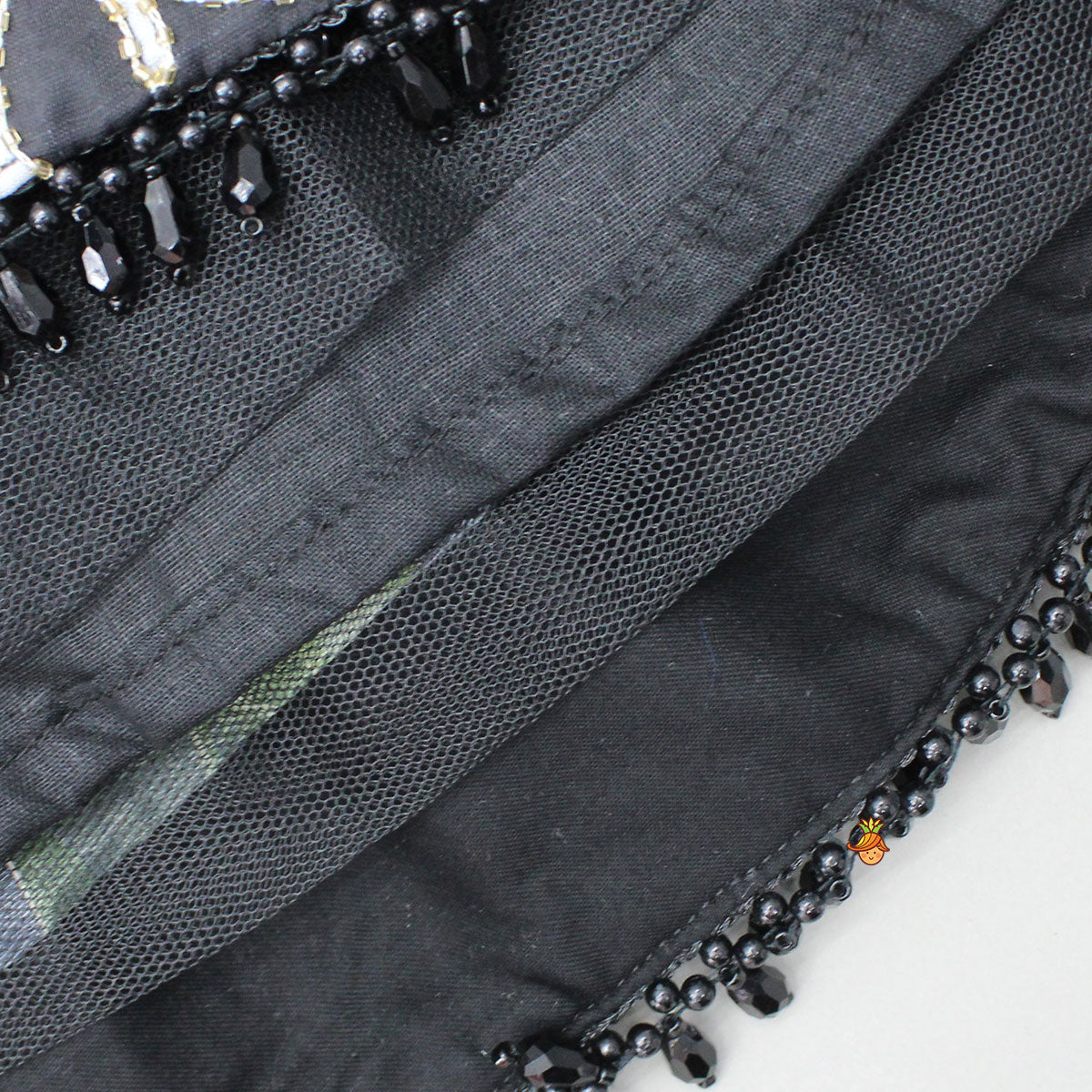Black Tropical Print Strappy Top With Lehenga