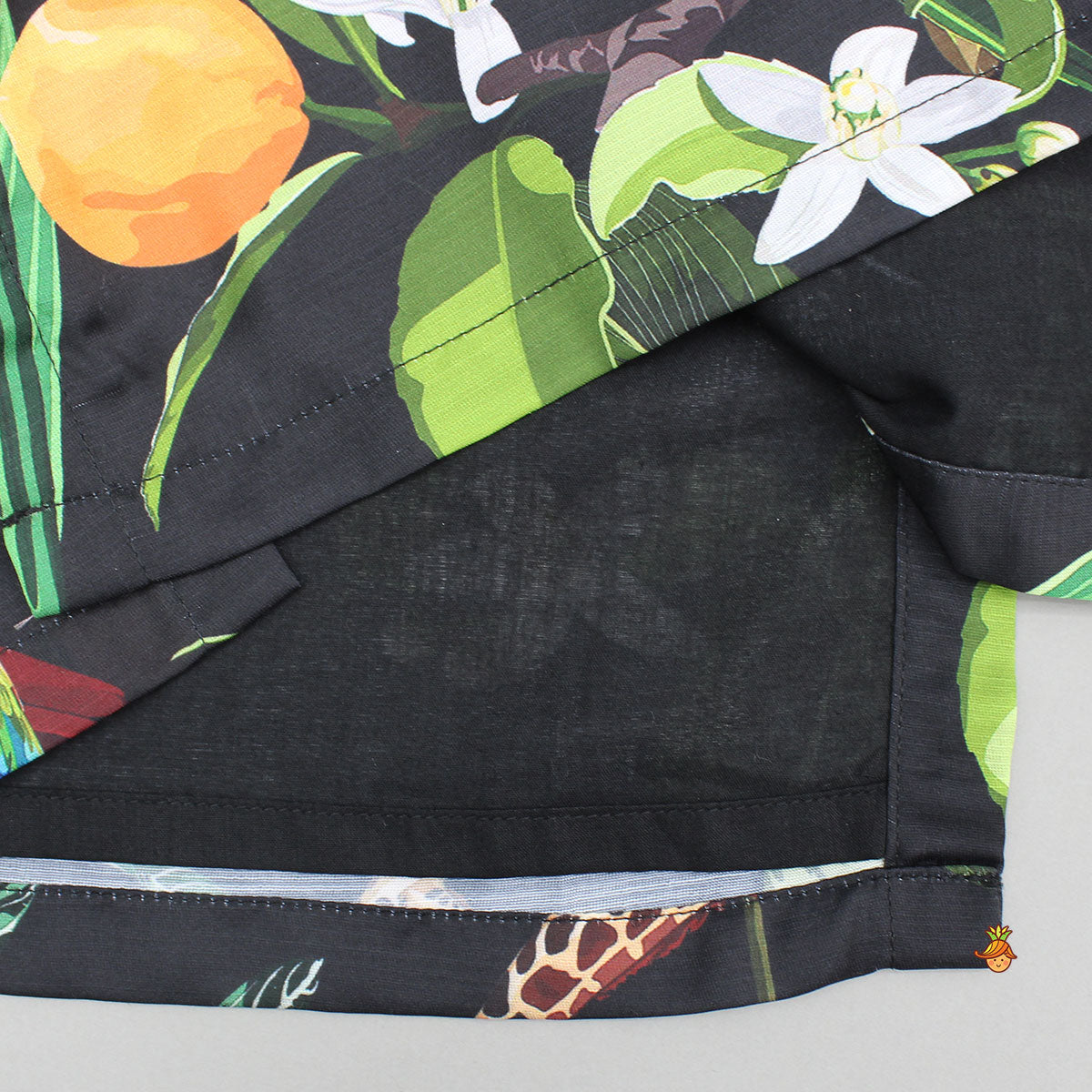 Black Jungle Safari Printed Kurta With Pyjama
