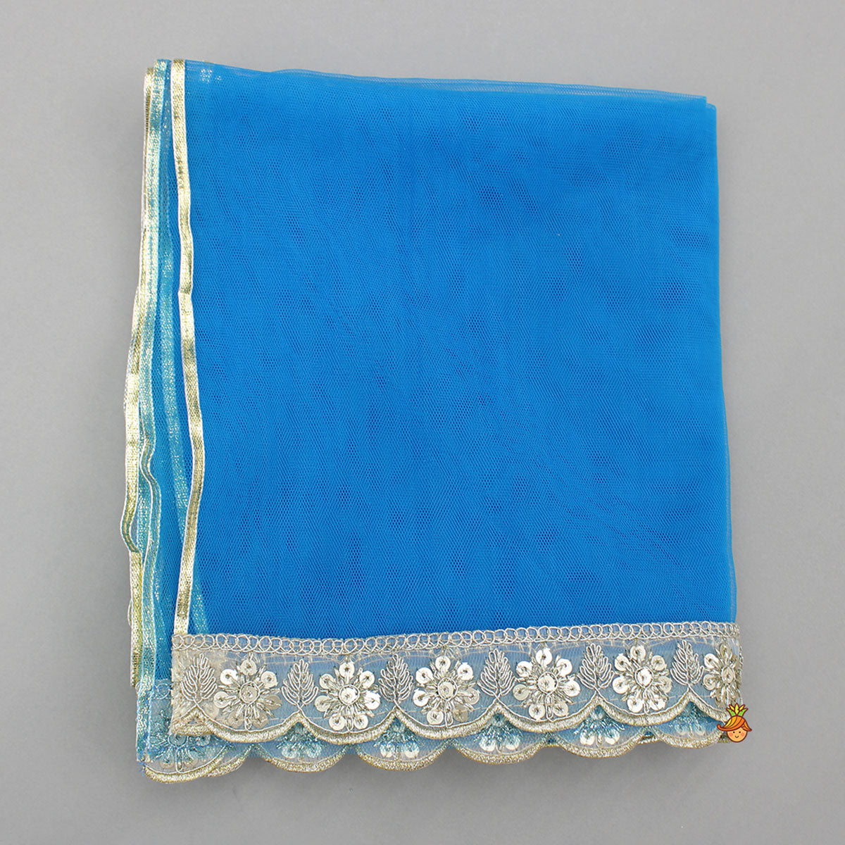 Blue Bandhani Printed Top With Lehenga And Dupatta