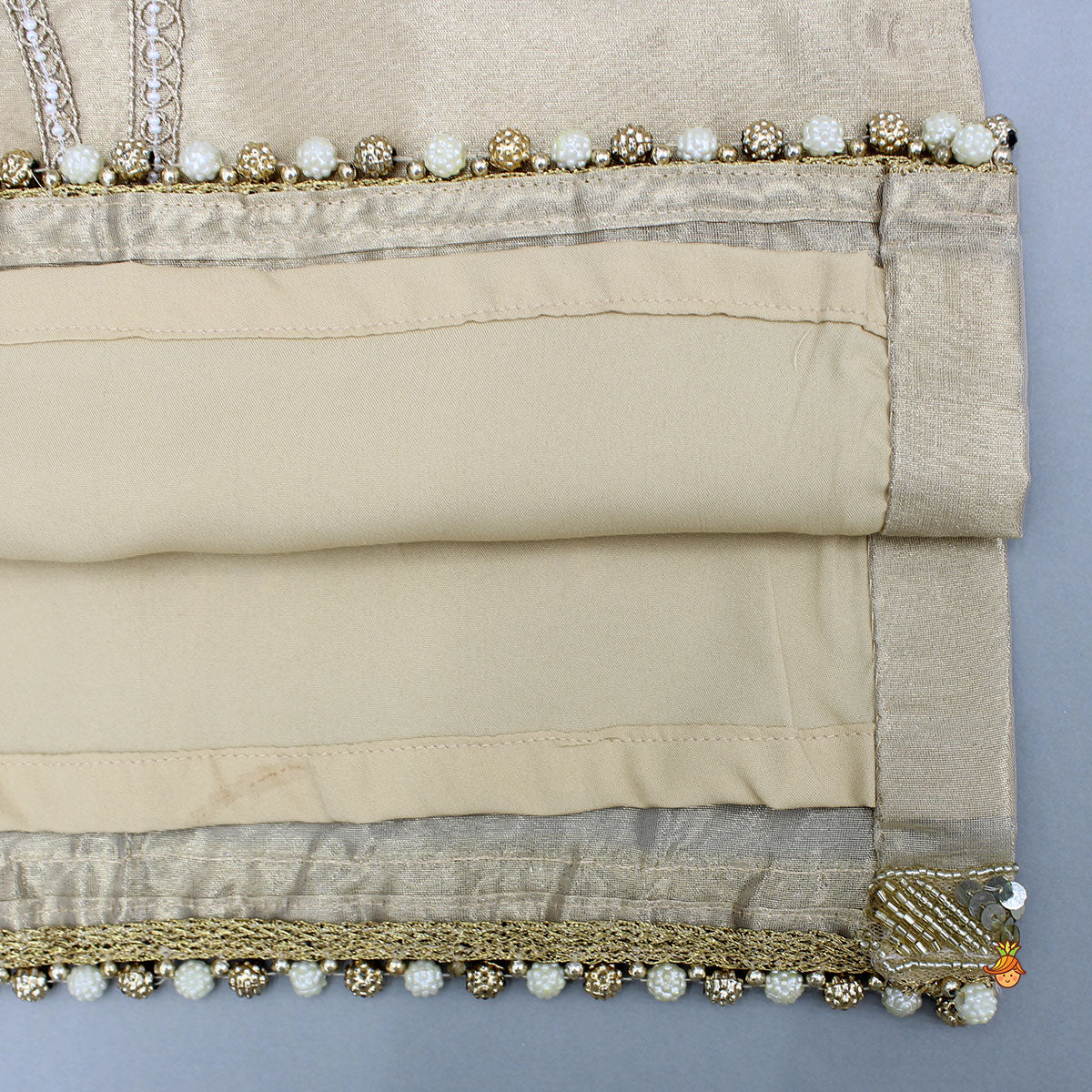 Stunning Beige Hand Embroidered Sheen Kurti With Sharara