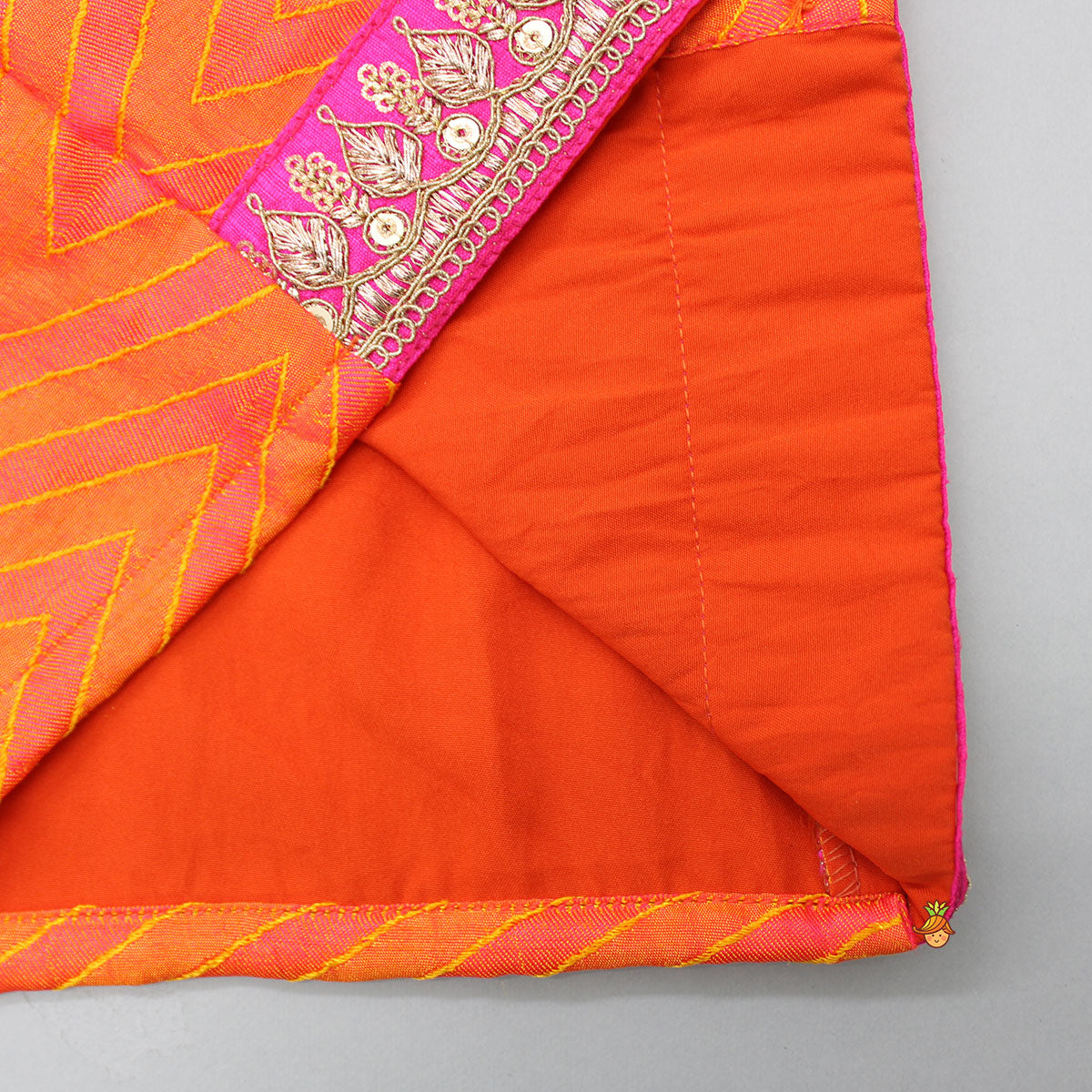 Zig-Zag Printed Halter Neck Top With Printed Pink Dhoti