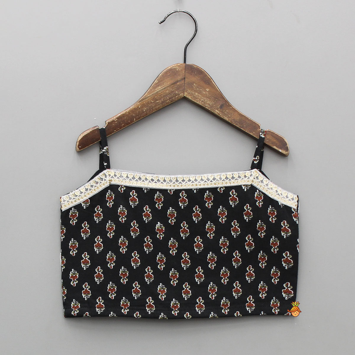 Strappy Printed Top With Sleeveless Peplum Kurti And Sharara
