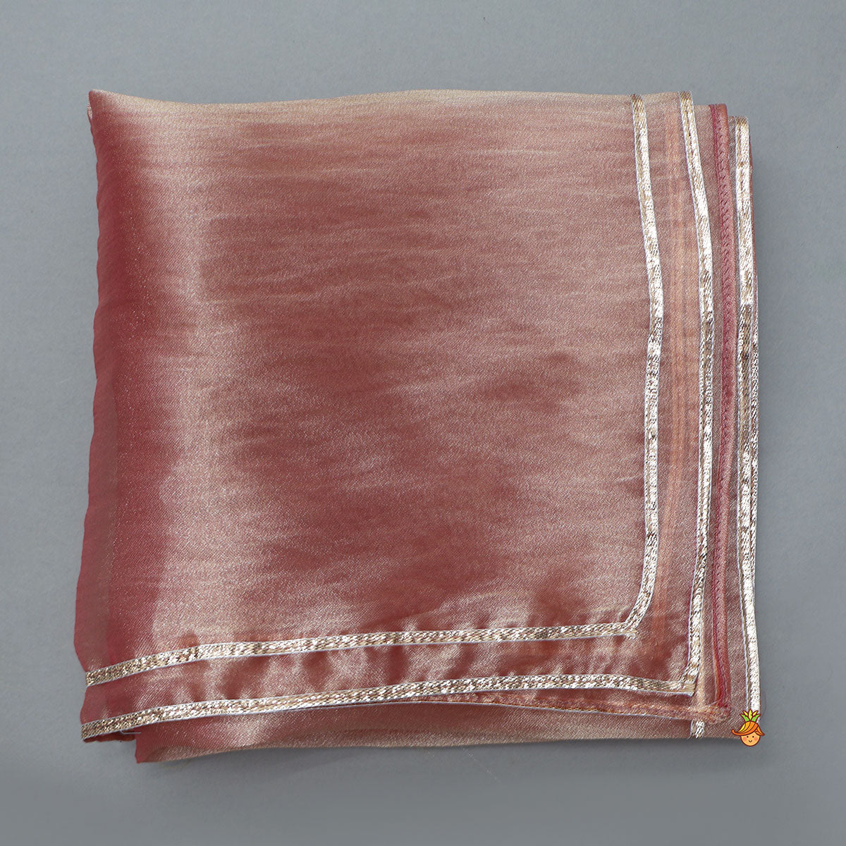 Peach Shimmery Embroidered Kurti With Pant And Dupatta