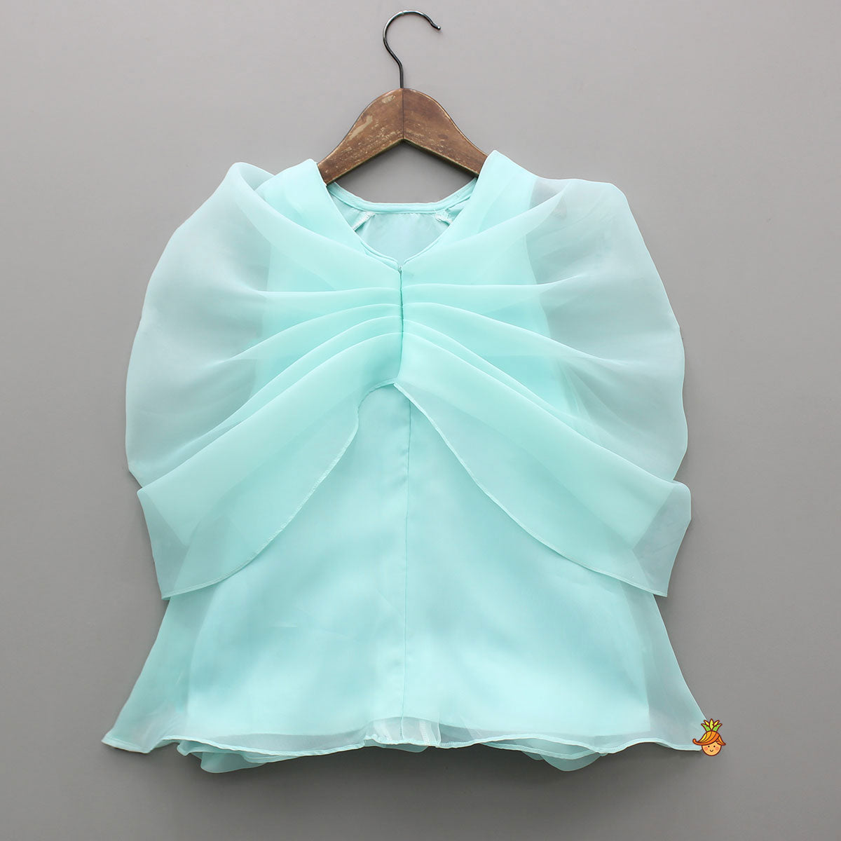 Fabric Flowers Embellished Blue Dress