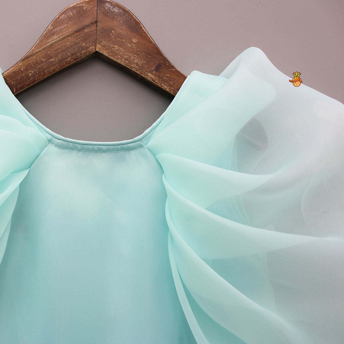 Fabric Flowers Embellished Blue Dress