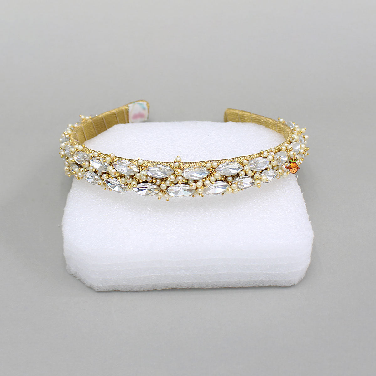 Leaf Shaped Faux White Stones Embellished Hair Band
