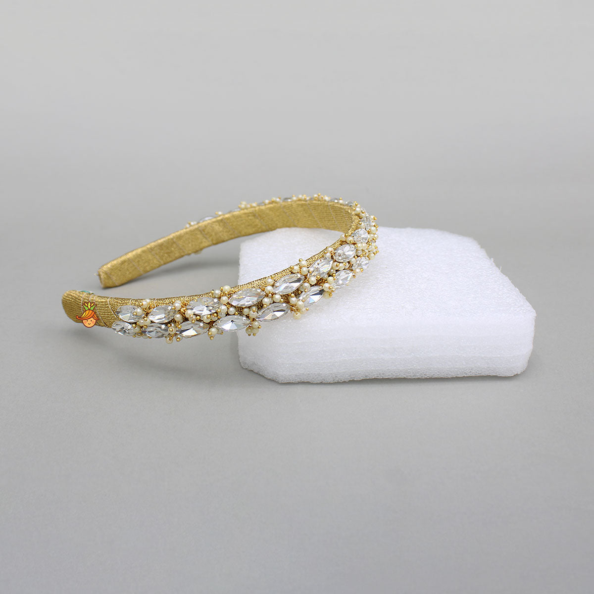 Leaf Shaped Faux White Stones Embellished Hair Band
