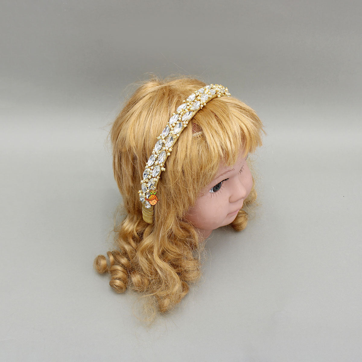 Leaf Shaped Faux White Stones Embellished Hair Band