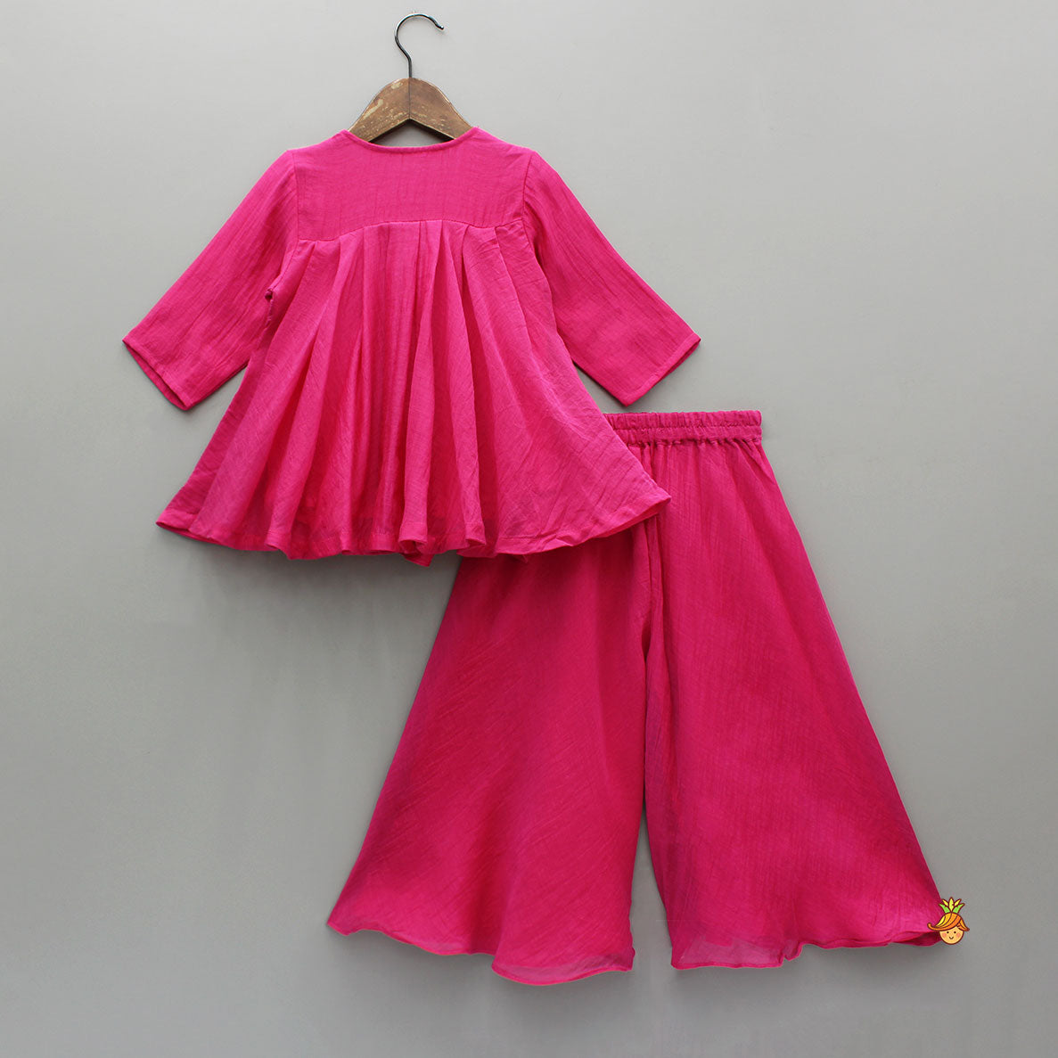 Pink Sequin Embellished Top With Flared Palazzo